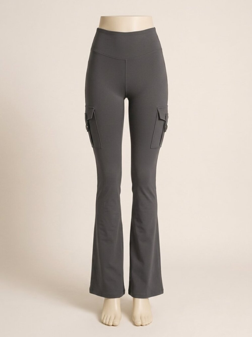 YEOREO CoreFlex Flare Leggings Dark Gray L High Waist Cargo Gym New